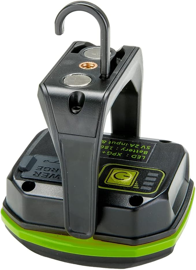 PowerSmith Rechargeable Magnetic Work Light 180° Kickstand with Magnetic Base, Hook and 1/4" Threaded Fitting for Tripod, USB Output (PILF800S)