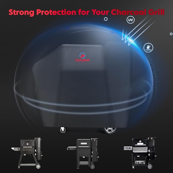 Comnova Grill Cover for Masterbuilt Gravity Series 800 Digital Charcoal Grill and Smoker, Waterproof & Heavy Duty, 600D Charcoal Grill Cover for MB20040221, Black (56" x 20" x 47")