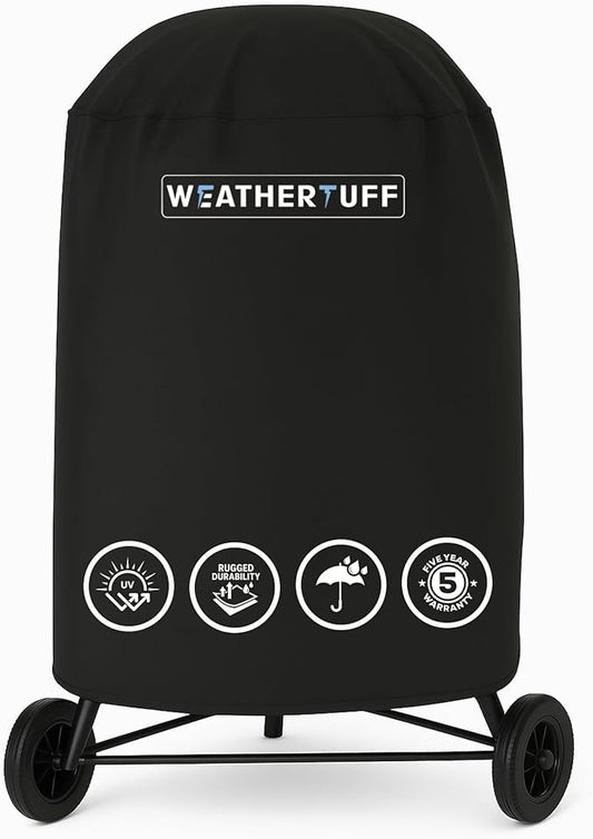 All Season Universal Heavy Duty Kettle Grill Cover, Hi-Tech Premium Quality | Anti-UV, Waterproof & Wind Resistant | Outdoor Barbecue Grilling & Storage, 29 inch - Black