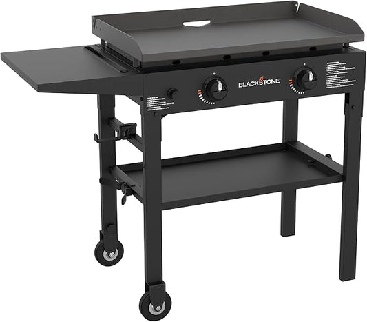 Blackstone Flat Top Gas Grill Griddle 2 Burner Propane Fuelled Rear Grease Management System, 1517, Outdoor Griddle Station for Camping, 28 inch