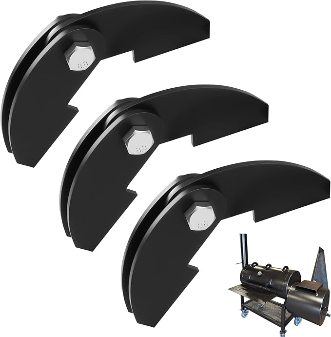 3 Pcs 8 x 2 1/4" Large Heavy Duty BBQ Smoker Hinge, Compatible with Burn Shop BBQ Smoker Hinge Doors, Fit for 3/16" Plate Steel, with Bolt, Nut, Washers