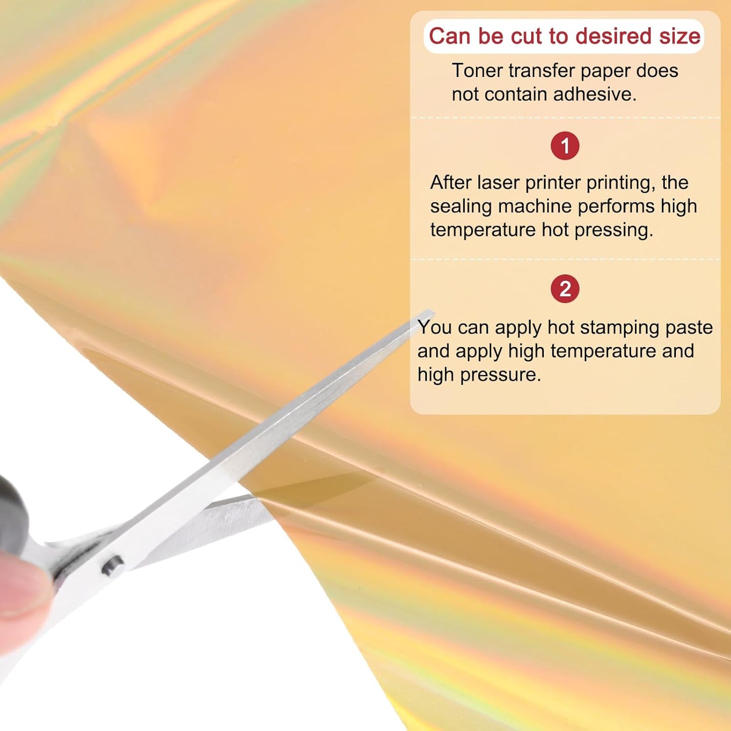 MECCANIXITY 50 Pack Toner Reactive Foil ,Deco Foil Transfer Sheets 8.5"x11" A4 Hot Foil Paper for Laser Printer Scrapbooking Heat Transfer DIY Craft,Laser Gold