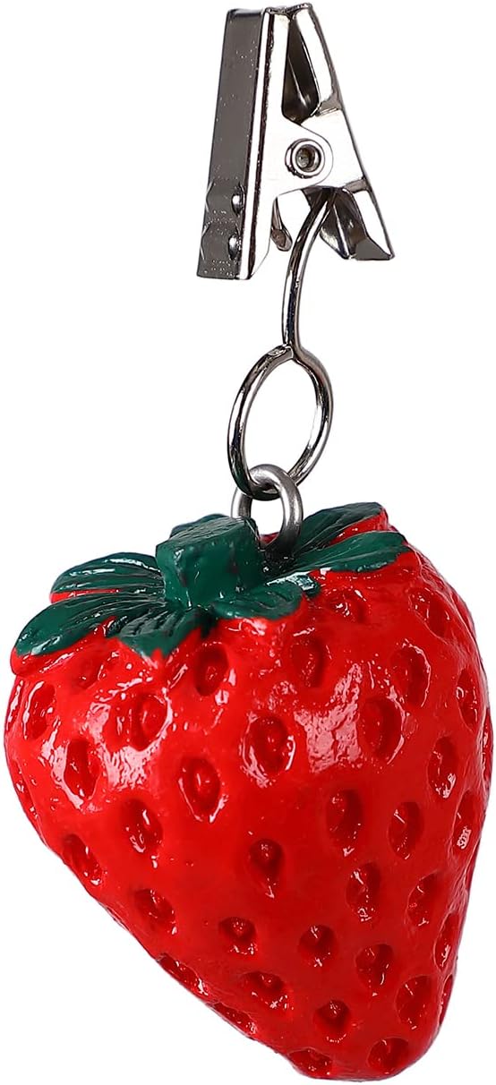 Twofish Strawberry Resin Tablecloth Weights Clips Set of 4 - 100% Handicraft, Farmhouse Style, All-Season, Heat Resistant, Hand Wash Only