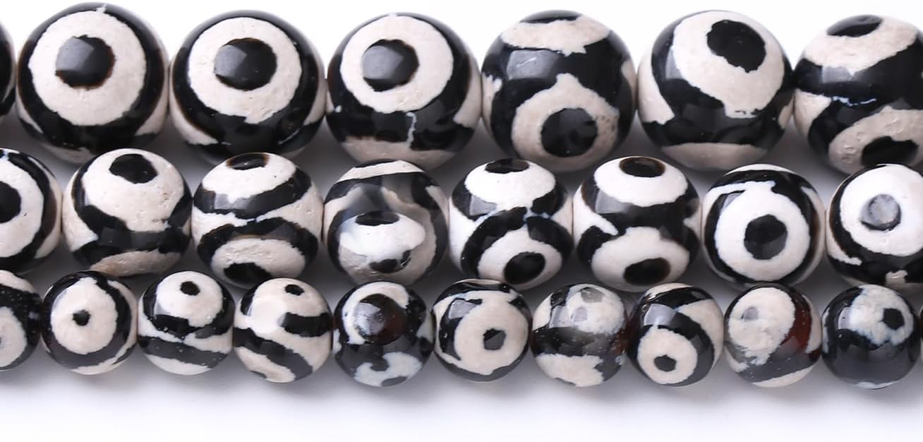 36PCS 10MM Natural Tibetan Stone Beads Round Loose Stone Beads for Jewelry Making DIY Energy Stone Healing Power Bracelet 15"