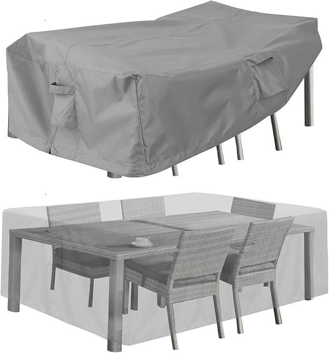 PureFit Patio Furniture Covers, Outdoor Table Furniture Cover Waterproof, Patio Sectional Couch Set Cover for Deck, Lawn and Backyard, UV Resistant, 126"L x 126"W x 32"H, Gray