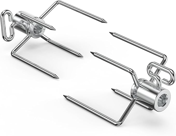 Onlyfire 6002 Rotisserie Meat Forks(1-Pair) for Grills-Fits 1/2-Inch hexagon & 3/8-Inch and 5/16-Inch square Spit Rods