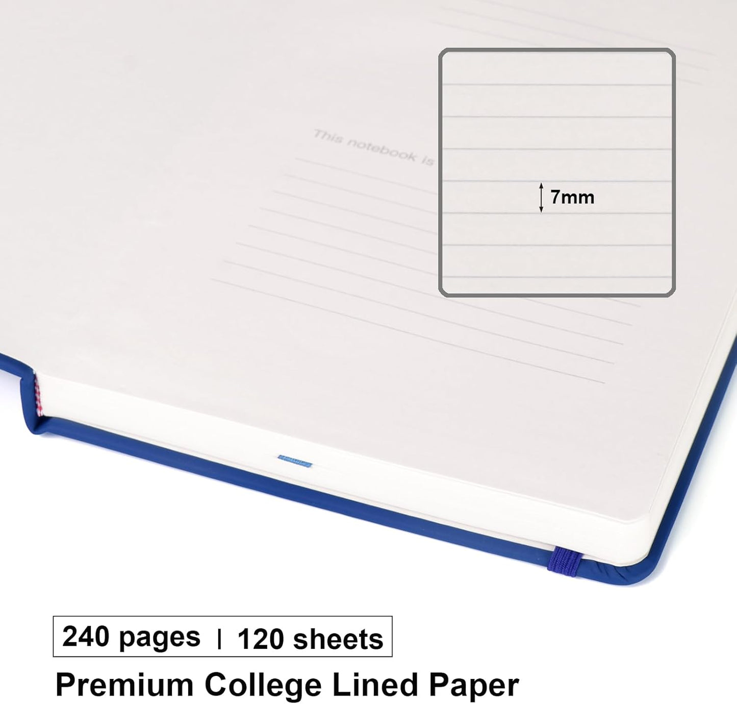 Comix Lined Journal Notebook for Women Men, Journaling Notebooks for Office School Home, 240 Pages, 5.5" x 8.3", College Ruled, A5, Hardcover, Navy Blue