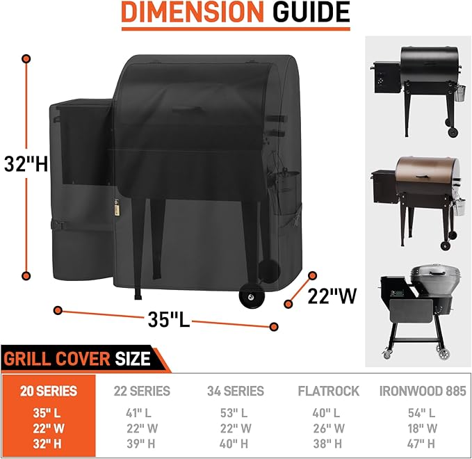 Arcedo Outdoor Grill Cover Compatible with Traeger 20 and Rec Tec Bullseye - Heavy Duty Pellets Smoker Cover for Tailgater Grill Accessories