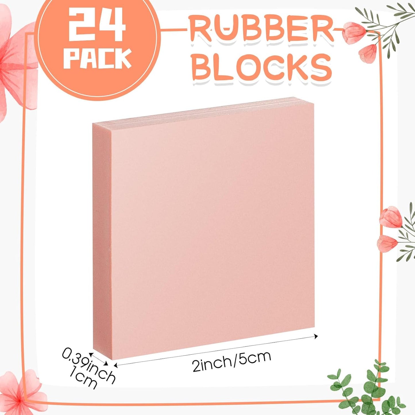Frienda 24 Pcs 2" X 2" Rubber Carving Blocks Linoleum Blocks for Printmaking, Stamp Making, DIY Crafting, Scrapbook, Painting, Soft and Easy to Carve (Pink)