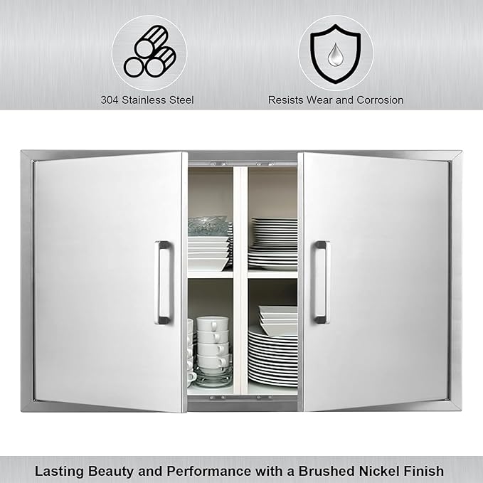 Outdoor Kitchen Door, 36" W21 H, Stainless Steel BBQ Double Door, Island or Outdoor Kitchen Access