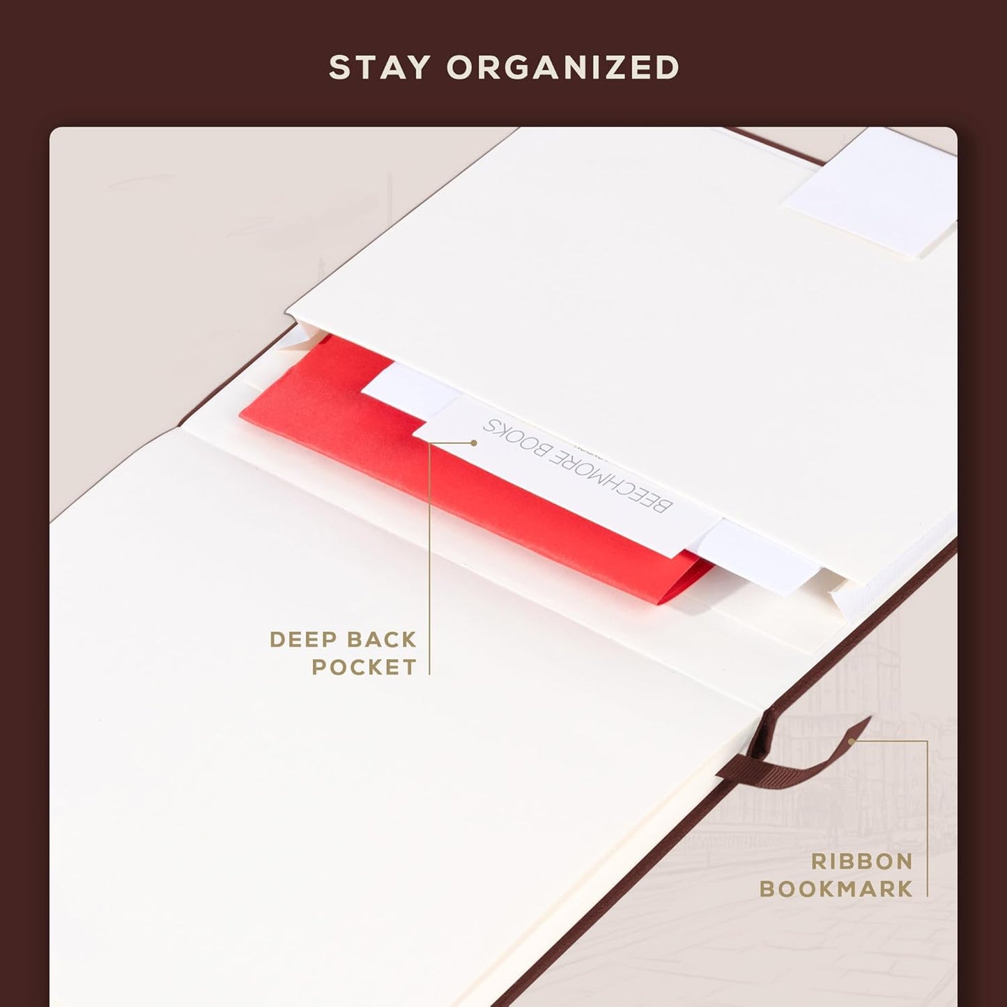 Beechmore Books Square Sketchbook – 8x8 Premium Vegan Leather Bound Large Sketch Book Hardcover with 156 Thick 160gsm Perforated Ivory Pages, Blank Sketch Pad, Gift Boxed Back Pocket, Ribbon Bookmark