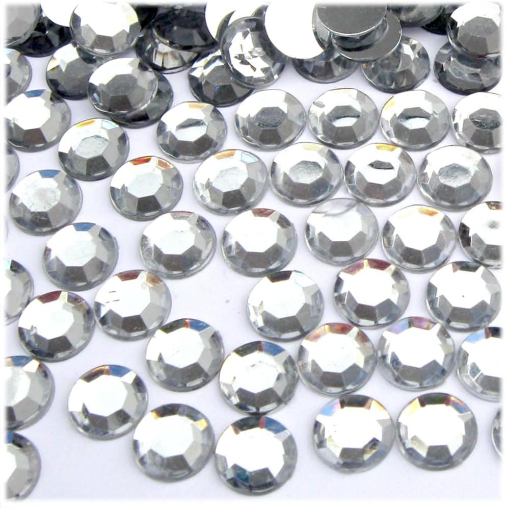 The Crafts Outlet 144pc Flatback Acrylic Rhinestones Round 10mm - Charcoal Gray