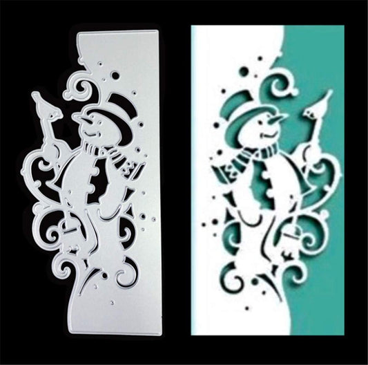 Metal Cutting Dies DIY Embossing Stencil Template Scrapbooking Card Making Mold Photo Album Arts Crafts Tools (Lace Snowman-16.4x7.9cm)