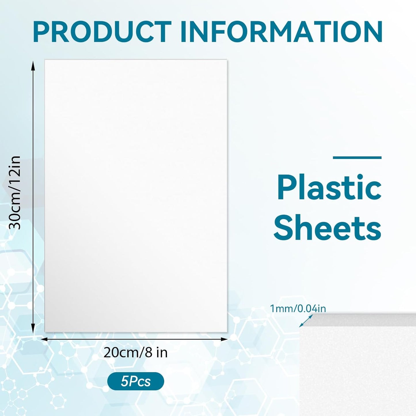 5 Pack White Plastic Sheets 8x12x0.04in Flexible High Tensile Plastic Sheets Hard Plastic Panel for DIY Materials Handicrafts Home Decoration