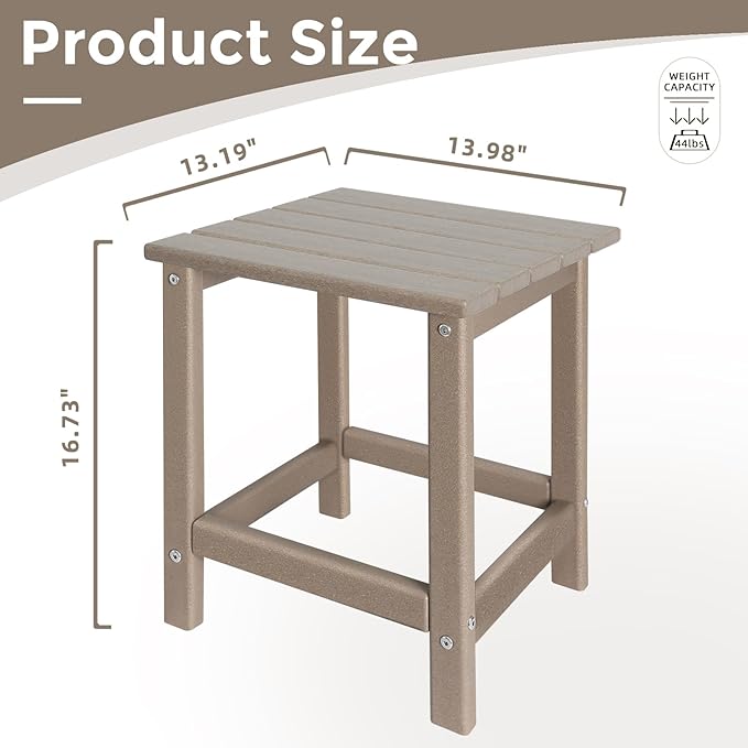 Outdoor Side Tables Adirondack, HDPE Small Table for Patio,Outside End Table for Porch, Deck, Pool, Weather Resistant/Easy Maintenance