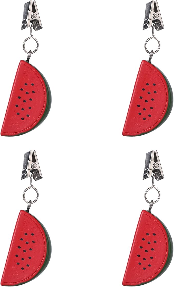 TwoFish Home Set of 4 Ｗatermelon Resin Tablecloth Weights Clips Handicraft Ｗatermelon Tablecloth Clamps Pack of 4