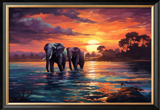 Leczany Cross Stitch Stamped Kit for Adults or Kids - Two Elephants | DIY Embroidery Starter Patterns Craft Kit Needlepoint for Beginner | 11CT, 3 Strands | 18.9x12.6 inches