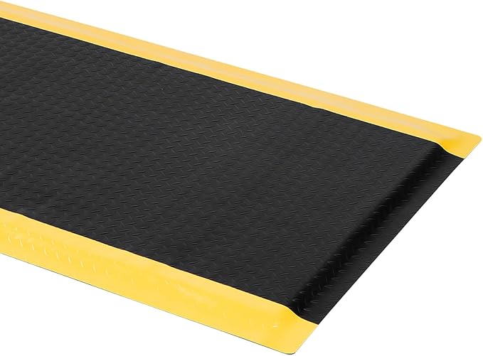 3 x 6 FT Anti Fatigue Mats Industrial 15/16 Inch Thick Soft Sponge Ergonomic Mat Durable Heavy Duty Diamond Plate for Standing Non Slip Industrial Grade Floor Mat for Leg & Back Pain