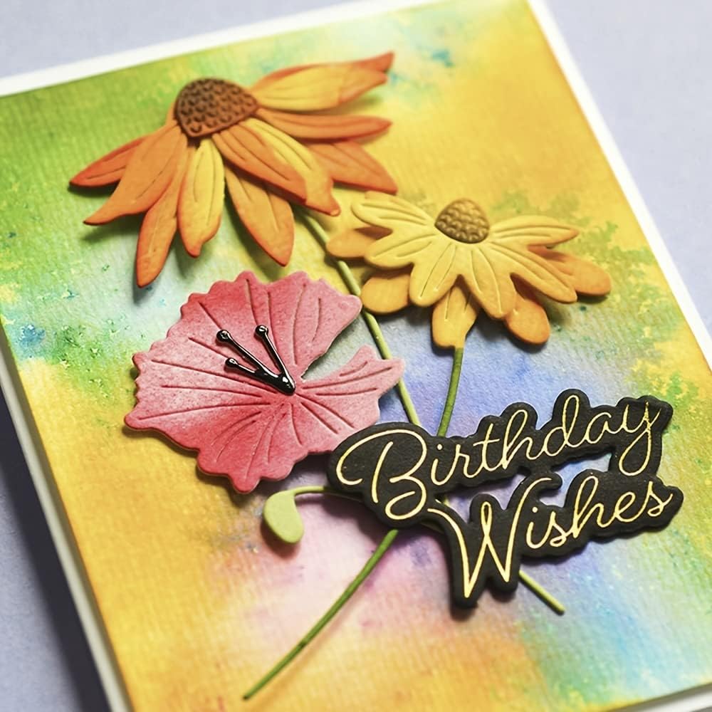 Lapoo Metal Cutting Die for Scrapbooking, 3D Backgrounds Frame New Cutting Dies DIY Album Card Making Decor Paper Craft Metal Die Cuts Party Wedding Decorations (Sunflower C 4 x 3.1 in)