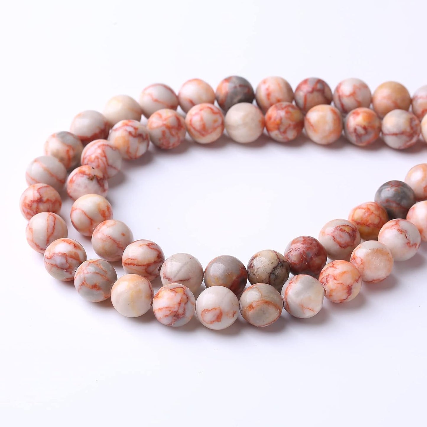 32PCS 12MM Red Network Stone Beads Energy Healing Beads for DIY Jewelry Bracelet Necklace Making for Jewelry Making 15Inch