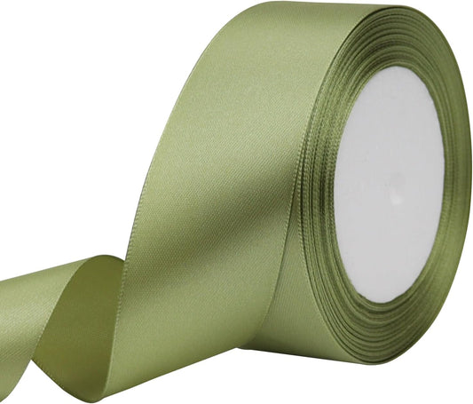Olive Green Solid Satin Ribbon 1-1/2 Inch 25 Yards Solid Polyester Fabric Ribbon for Gift Wrapping Wedding Christmas Baby Shower Birthday Party Decoration Handmade Immortal Flower Craft