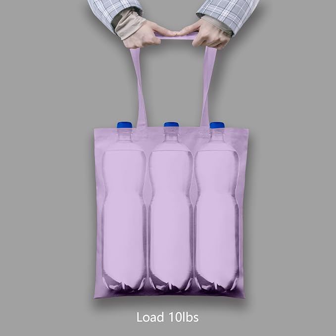 TOPDesign 6-Pack Economical 16"x15" Lavender Cotton Tote Bags, Lightweight Medium Reusable Grocery Shopping Cloth Bags, Suitable for DIY, Advertising, Promotion, Gift, Activity