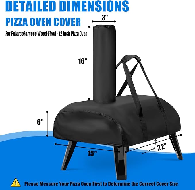 Pizza Oven Cover, for Aidpiza 12" Wood Fired Pizza Ovens for Polarco Forgeco Gas Pizza Grill, Heavy Duty Outdoor Accessories Portable, Waterproof Carry Cover