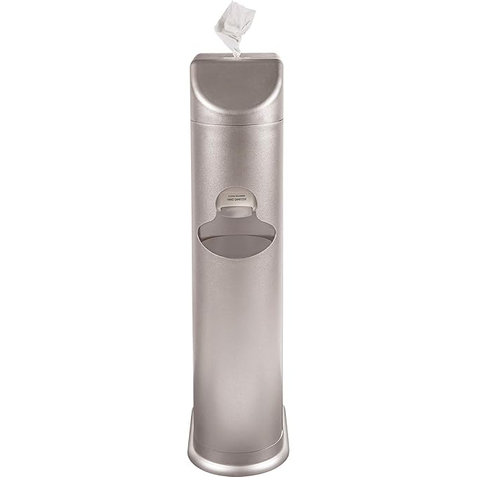 Zogics All-in-One Cleaning Station – Complete Cleaning Station with Wipes Dispenser, Gel Dispenser, Trash Can and Storage, Silver (1 Station)