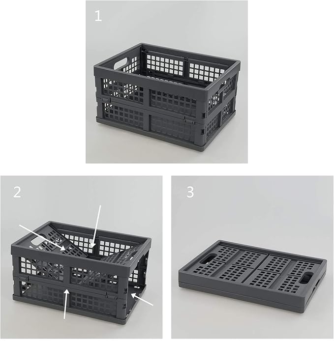15 Liter Collapsible Crates, Plastic Folding Basket Bins Set of 3