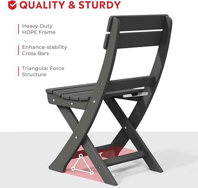 Costaelm Paradise 3-Piece Outdoor HDPE Folding Patio Bistro Table and Chairs, Gray