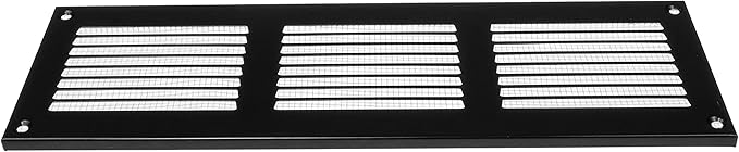 Repa Market 12x4 Inch Air Vent Cover/Black Galvanized Steel Louvered Grill Cover with Mesh Screen/Wall or Ceiling Vent/Durable Flush Mount HVAC Register for Indoor and Outdoor Ventilation