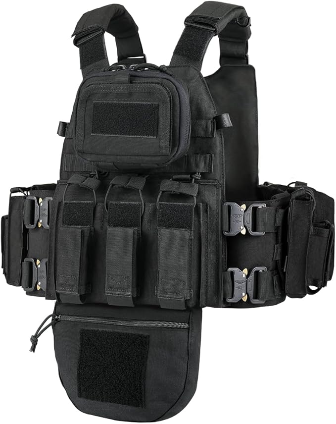 BOMTURN Great Tactical Outdoor Vest for Men Multifunctional Modular Molle Vest with Metal Buckles