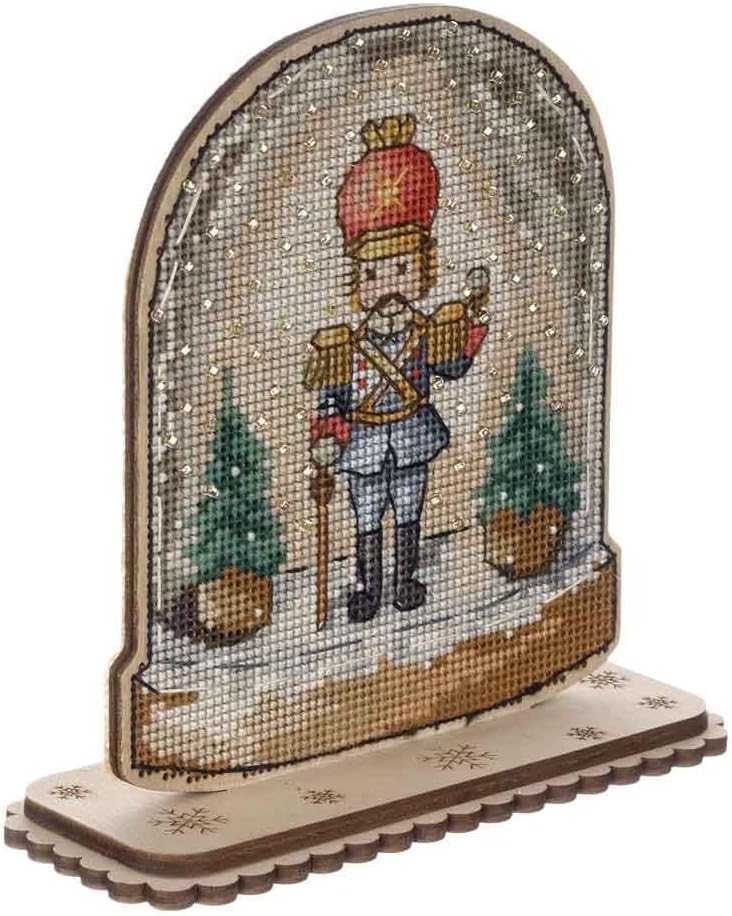 Wizardi Christmas Soldier Cross-Stitch kit on Wood FLW-048 Wonderland Crafts