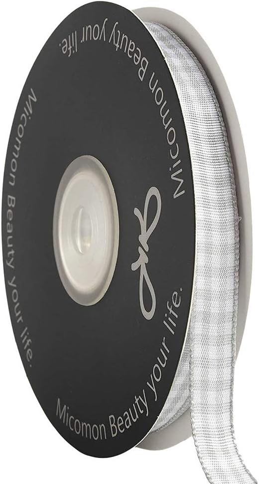 Gray Gingham Plaid Checked Ribbon 25 Yards Each Roll 100% Polyester (3/8",Gray)