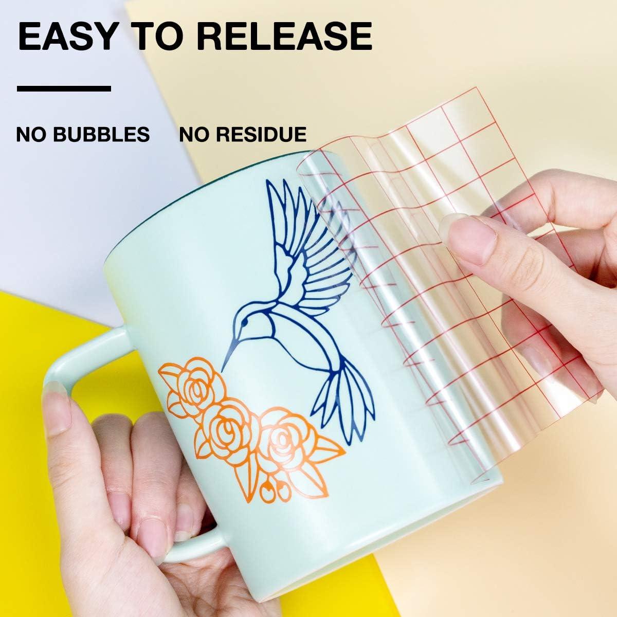 HTVRONT Transfer Tape for Vinyl- 5.5" x 50 FT w/Red Alignment Grid for Adhesive Vinyl, Silhouette Cameo Transfer Paper for Vinyl for Decals,Signs, Windows, Stickers