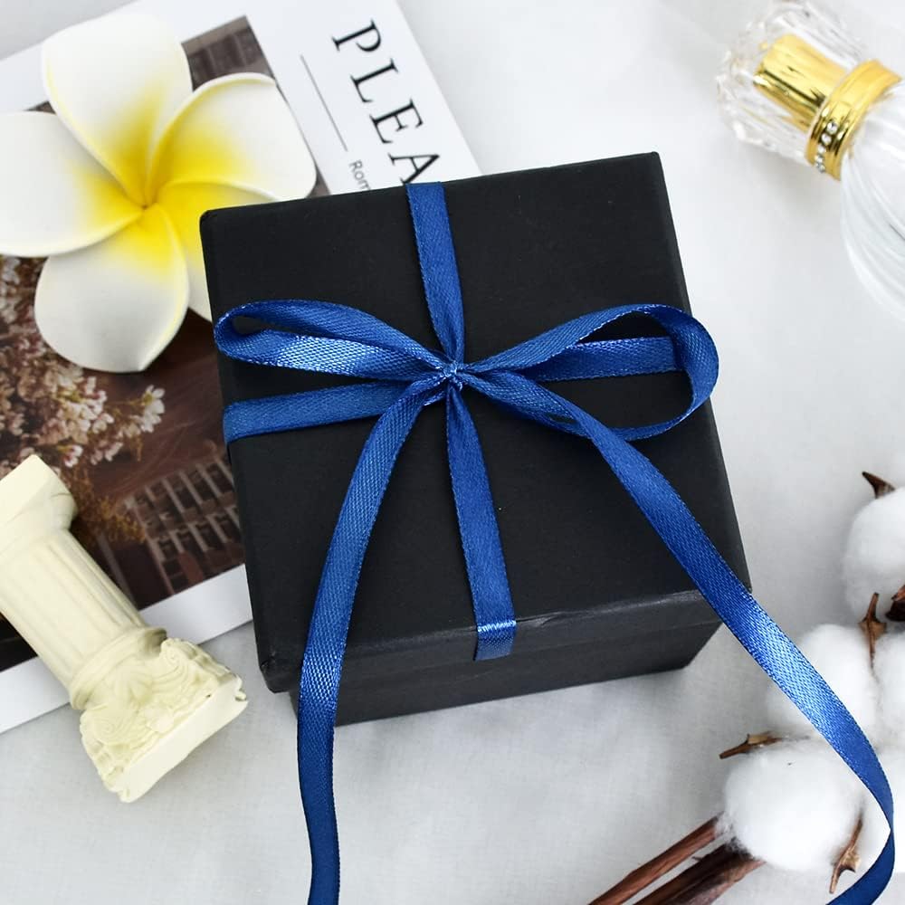 TONIFUL 1/4 Inch x 100yds Navy Blue Satin Ribbon, Thin Solid Color Satin Ribbon for Gift Wrapping, Crafts, Hair Bows Making, Wedding Party Decoration, Invitation Cards, Floral Bouquets