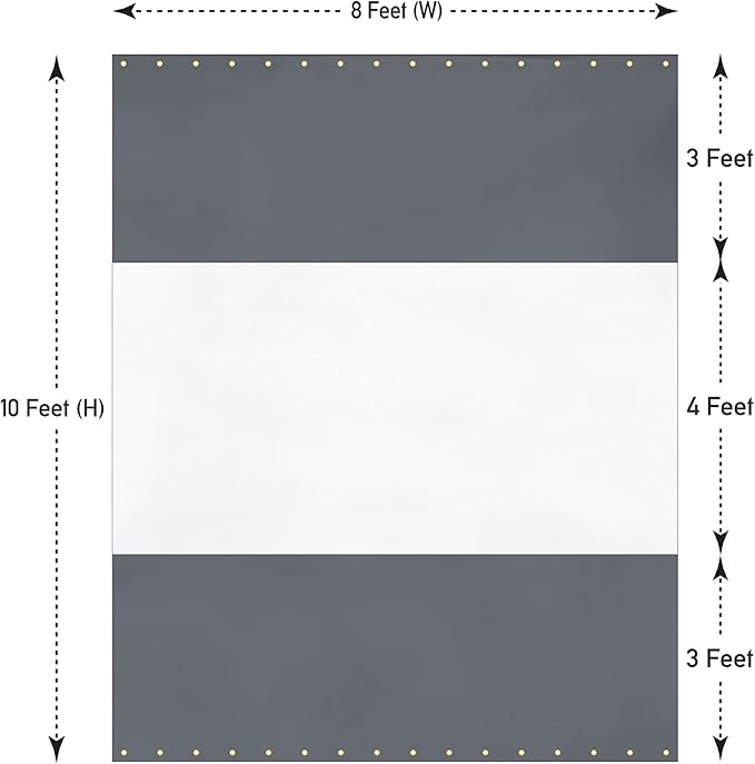 Covers & All Outdoor Clear Panel Curtain, 12 oz Vinyl Outdoor Curtains for Patio, Weather Resistant Waterproof Tarp with Brass Grommets for Pergola, Porch, Gazebos, Balcony (10'H x 8'W Feet, Gray)