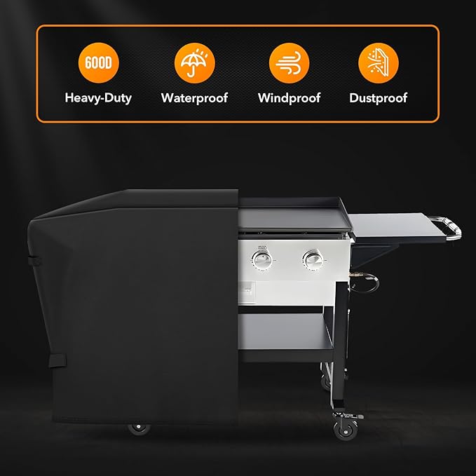 Heavy Duty 600D Polyester Cover Compatible with Members Mark 4-Burner Outdoor Flat Top Gas Griddle, 600D Heavy Duty Waterproof for Member's Mark 36 Inch Griddle Replacement Cover