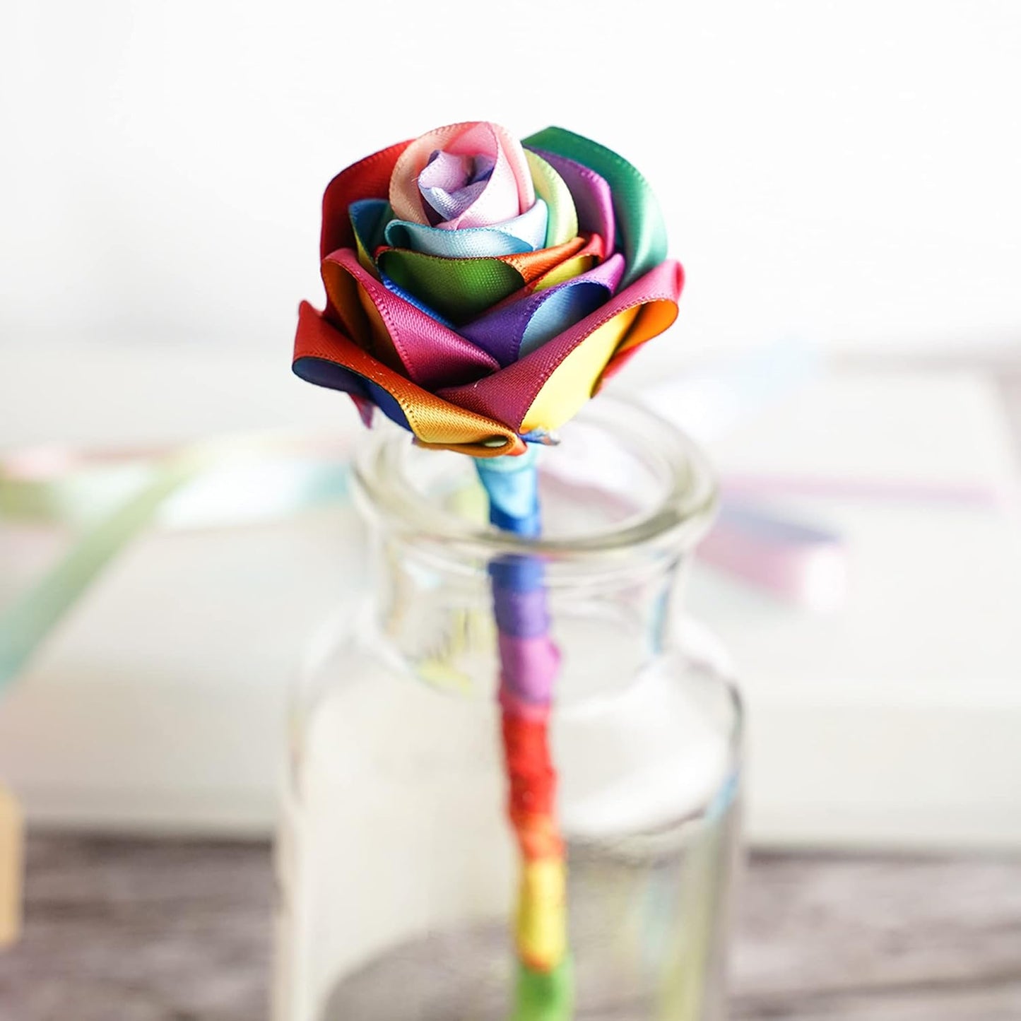 MEEDEE Rainbow Ribbon Satin Ribbon 1 inch Rainbow Satin Ribbon Rainbow Colored Ribbon for Crafts Gift Wrapping Pride Birthday Party Decoration DIY Rainbow Hair Bows - 25 Yards