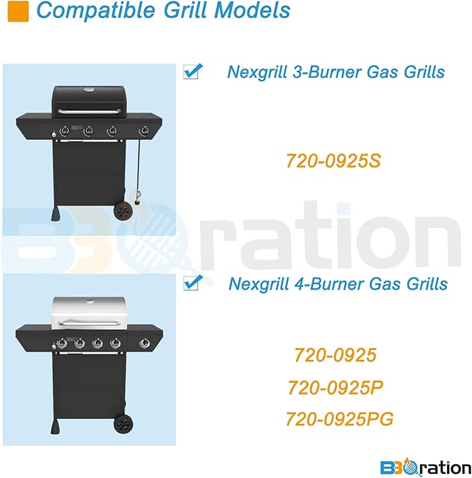 Grill Parts for Nexgrill 4 Burner 720-0925 720-0925P 720-0925PG, Cooking Grate, Heat Shield and Burner Kit for Nexgrill 720-0925P Replacement Parts for Nexgrill 4 Burner 720-0925