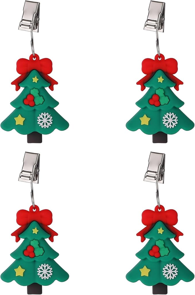 TwoFish Home Set of 4 Xmas Tree Tablecloth Weight Clamps Xmas Tree Style Decoration Tablecloth Weight Clamps Pack of 4