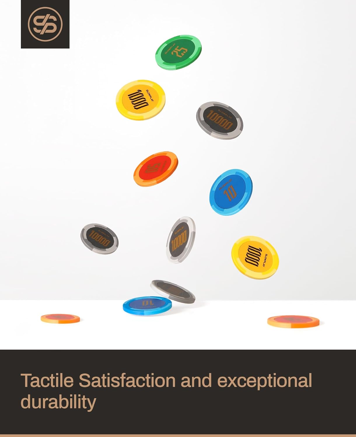 SLOWPLAY Godel Clay Poker Chips, 14 Grams Heavyweight Clay Composite, 40mm Large Chips in Bulk, Pack of 50 with Denomination of 10000