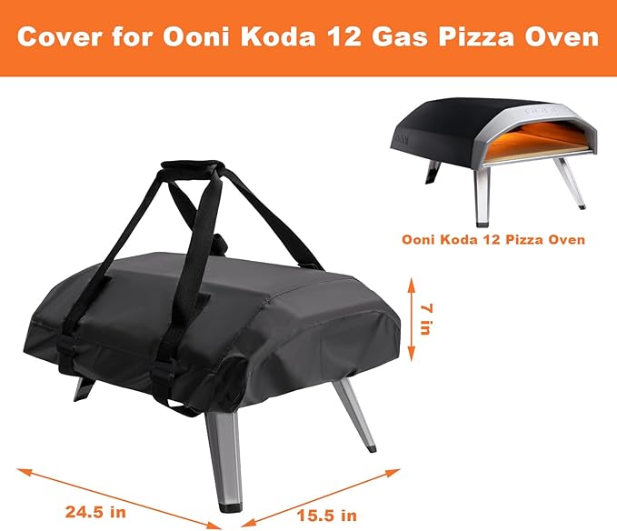 Pizza Oven Cover for Ooni Koda 12 Gas Pizza Oven, Waterproof 600D Heavy Duty Carry Cover, Portable Bag with Strap Design