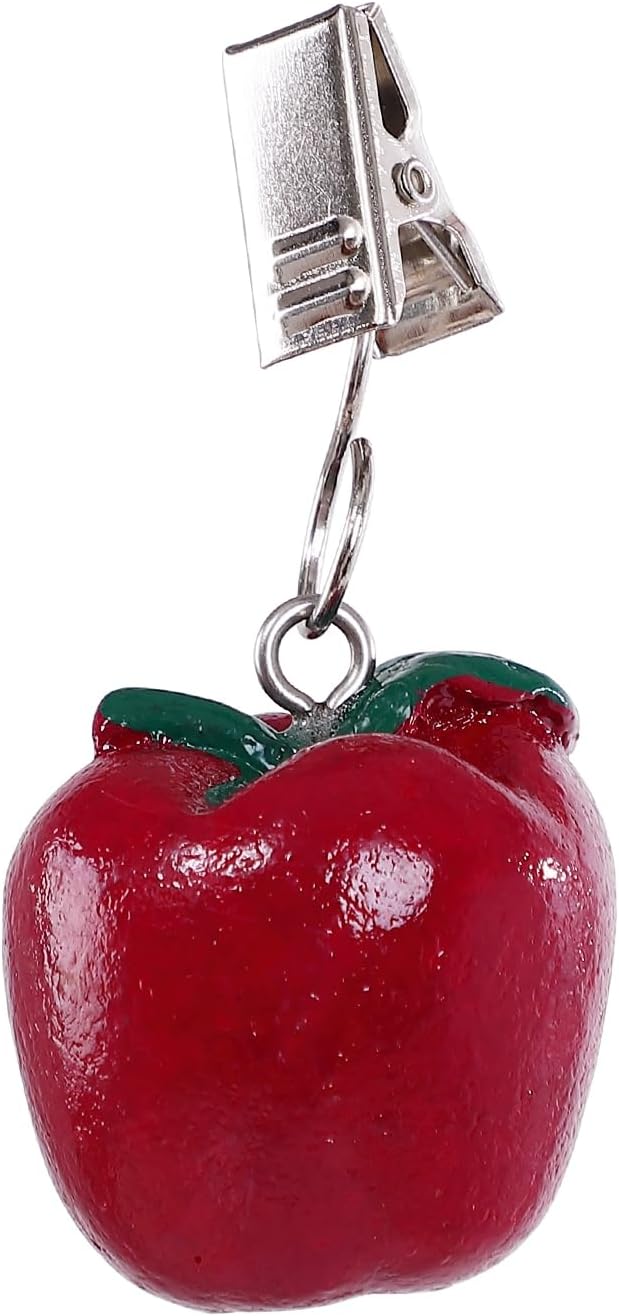 TwoFish Home Set of 4 Resin Red Apple Tablecloth Weights Clips Handicraft Red Apple Tablecloth Clamps Pack of 4