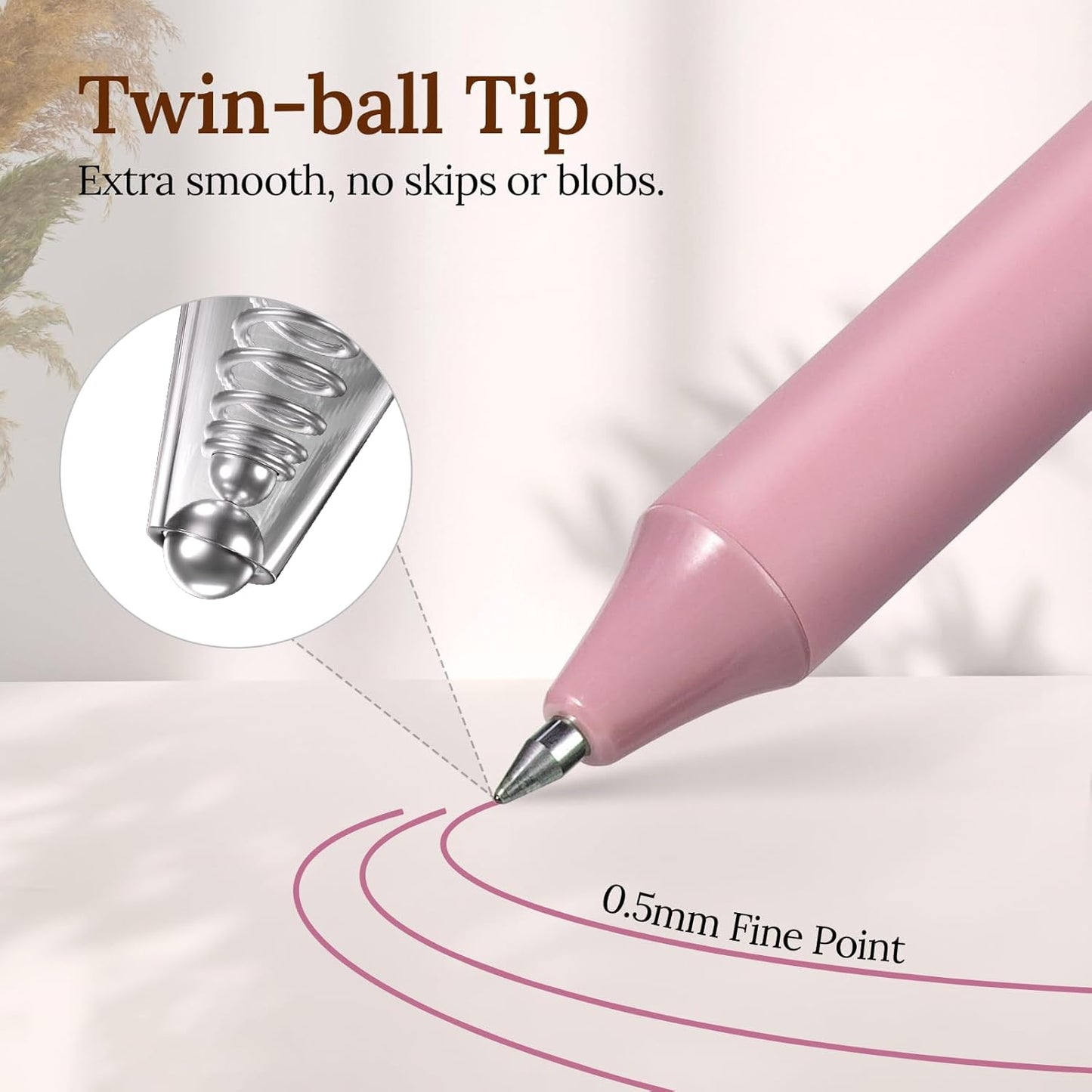 WRITECH Fine Point Gel Pens: 8ct 0.5mm Multi Colored Ink Colors Retractable Pen for Smooth Writing Note Taking Journaling Assorted Coloring No Bleed & Smear & Smudge (Vintage Set)