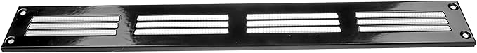 Repa Market Air Vent Cover 16x2 Inch (Outer Dimensions) Black Galvanized Steel Louvered Grill Cover with Mesh Screen/Wall or Ceiling Vent/HVAC Register for Indoor and Outdoor Ventilation