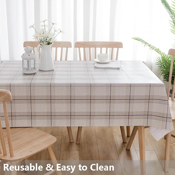 TruDelve Heavy Duty Vinyl Table Cloth for Kitchen Dining Tables Wipe Clean PVC Tablecloth for Rectangle Table (54'' x 72'', Lattice-3)