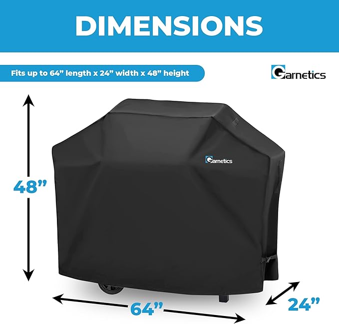 Grill Cover for Outdoor Grill 64 Inch – Bonus Grill Cleaning Brush Included, Heavy Duty Waterproof BBQ Gas Grill Cover for Outside, UV & Fade Resistant, Fits Most 4-Burner Grills