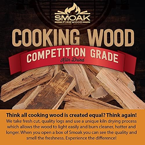 Smoak Firewood’s Cooking Wood Mini Splits - USDA Certified Kiln Dried Wood for Pizza Ovens, Grills, Smokers and BBQing (8inch Pieces, 25-30lbs 1728 Cubic in – Cherry)