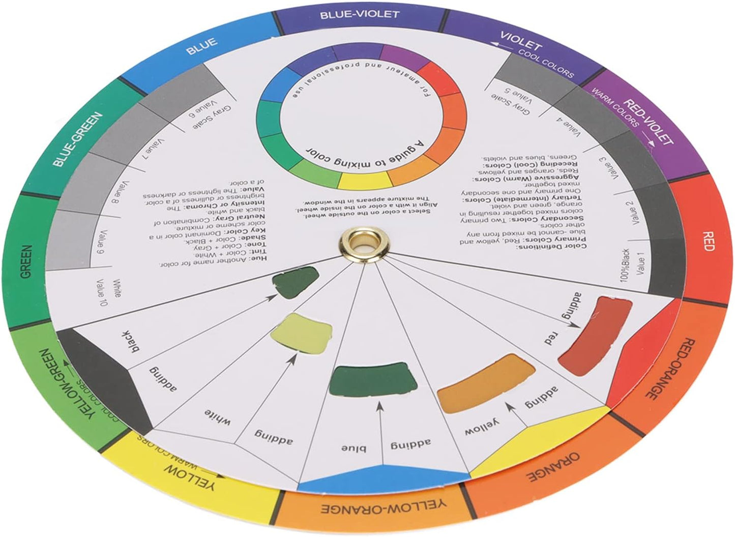 Pocket Color Wheel Chart, Double Sided Color Wheels for The Artists, 5.5 inch Color Analysis Draping Kit Showing Color Mixing Effects, Lightweight Paper Wheel for Artists (Small)